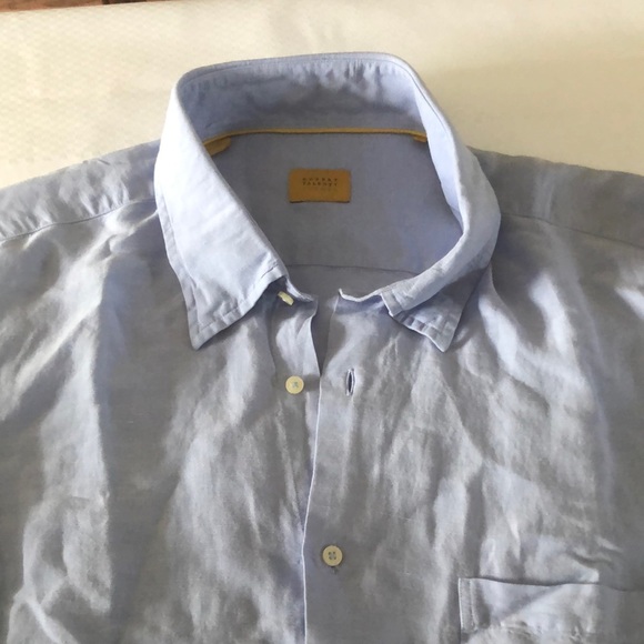 New with Tag Robert Talbott periwinkle blue linen XXL button down shirt - Picture 1 of 10